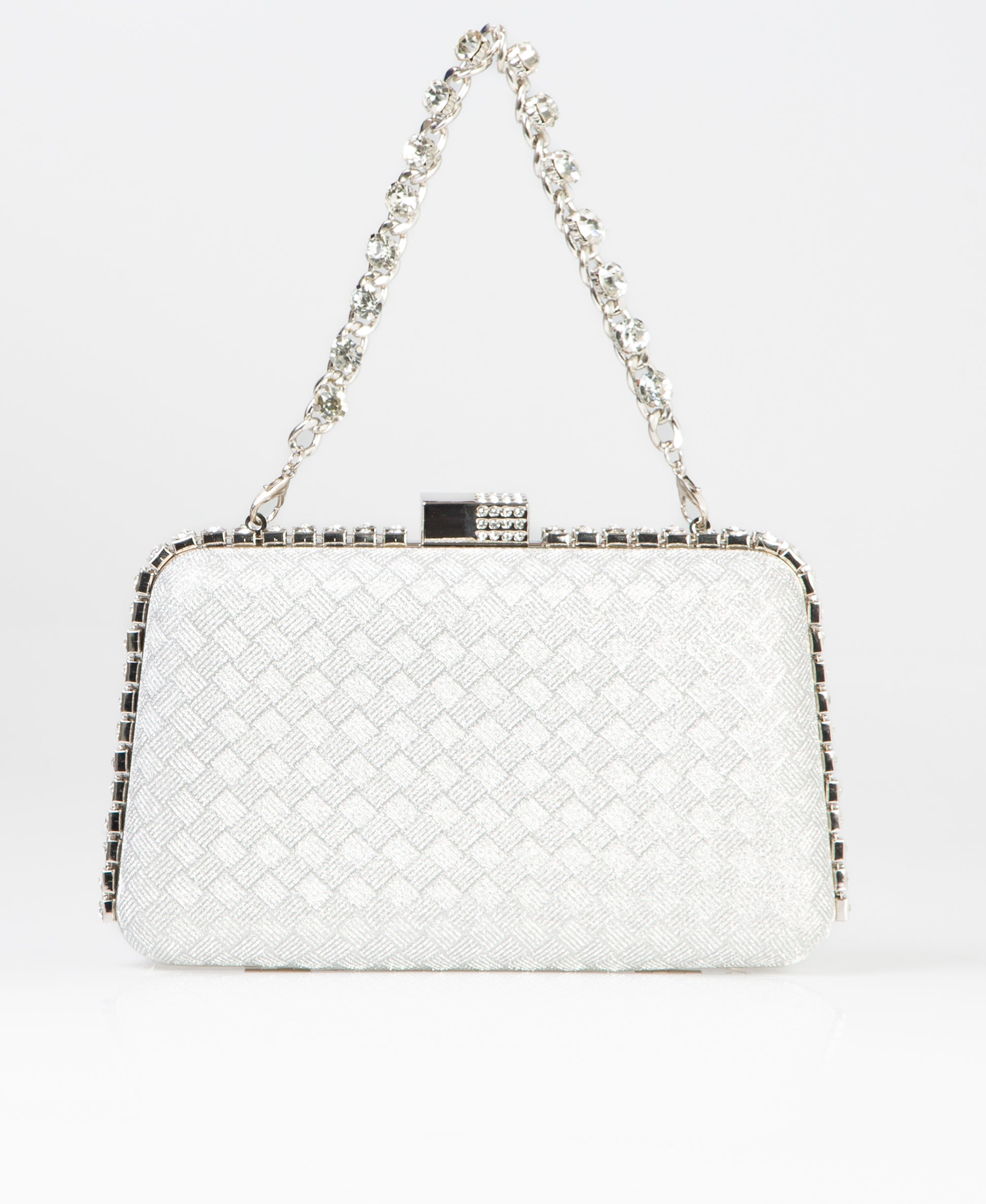 KRISP Chain & Diamante Handle Box Clutch Bag